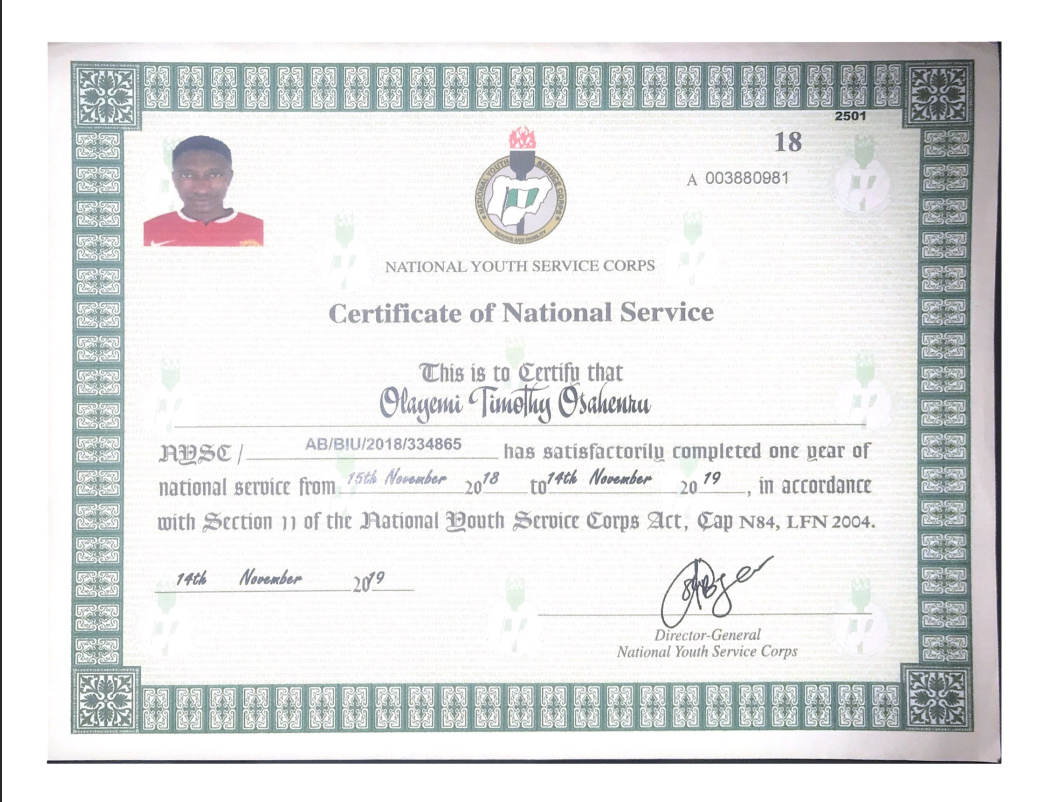 NYSC Cert